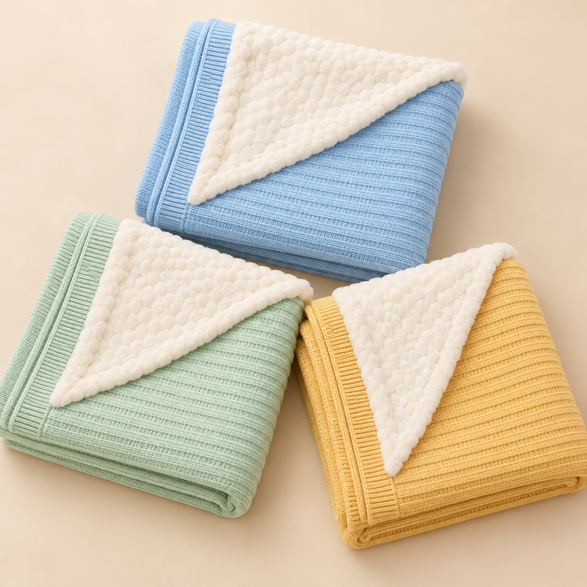 Fleece-Lined Knitted Baby Blanket